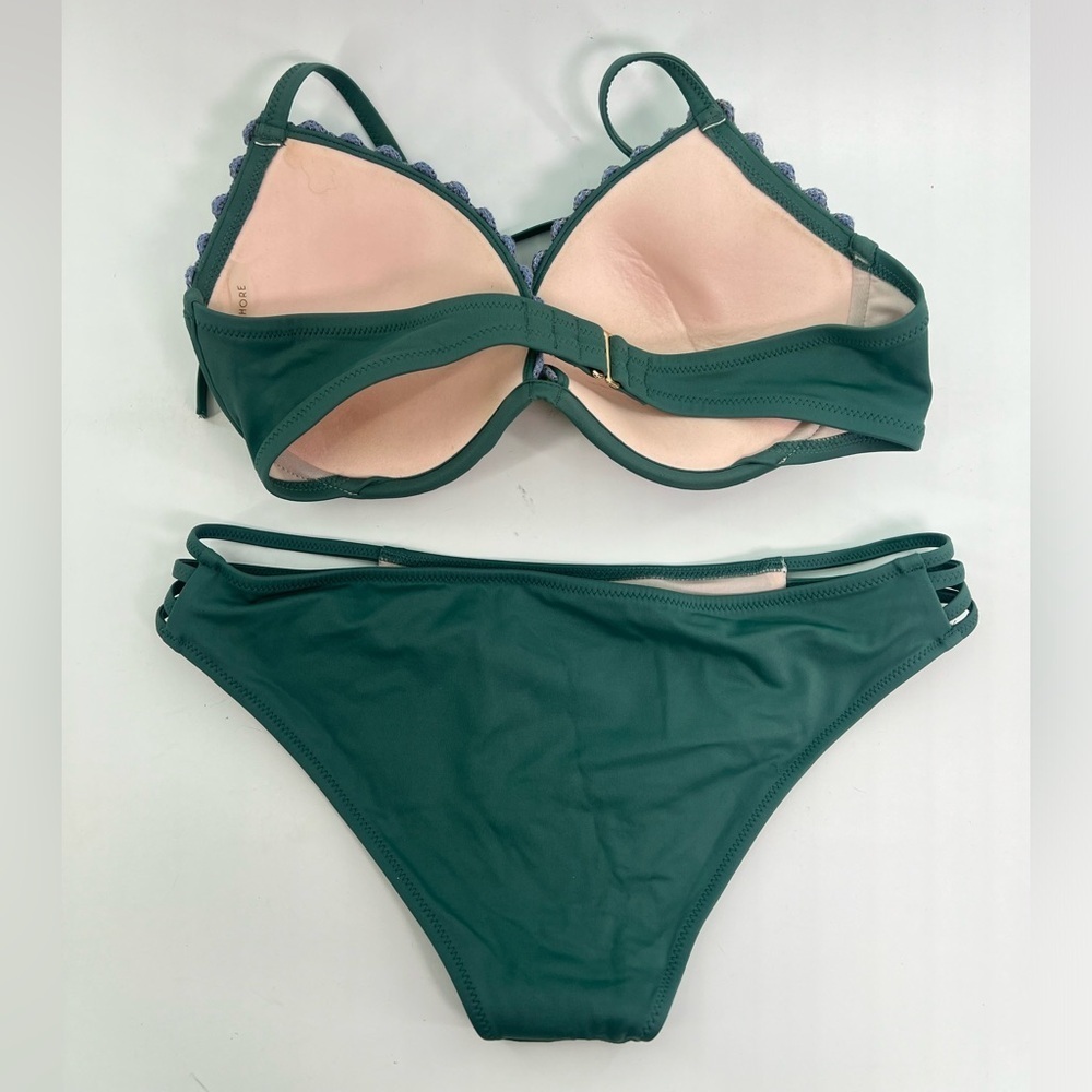 Shade & Shore green crochet underwire bikini swimsuit set beach swimwear 34D & S - Picture 4 of 9